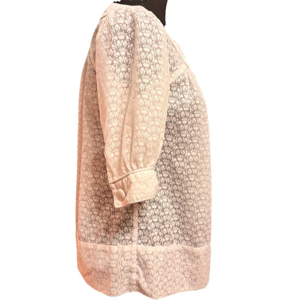French Connection Blouse 4 Womens Semi Sheer Burnout Cottagecore Top Twee - Picture 5 of 9
